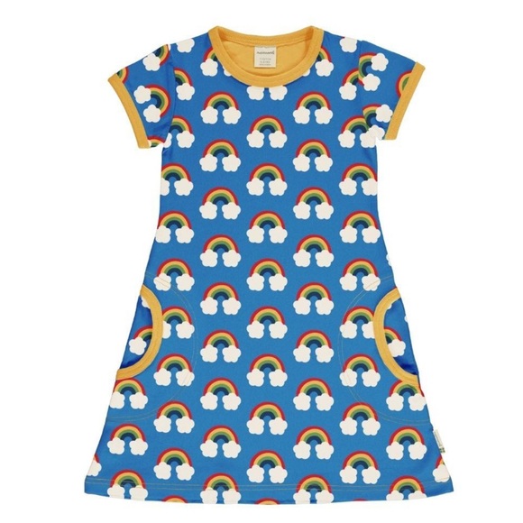 Maxomorra Colorful Rainbow Print Dress Sz 110-116cm - Picture 1 of 5